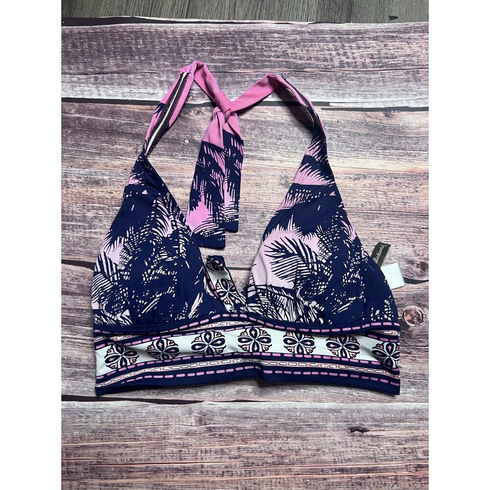 Tommy Bahama Blue Pink‎ Palm Tie Back Bikini Top XS